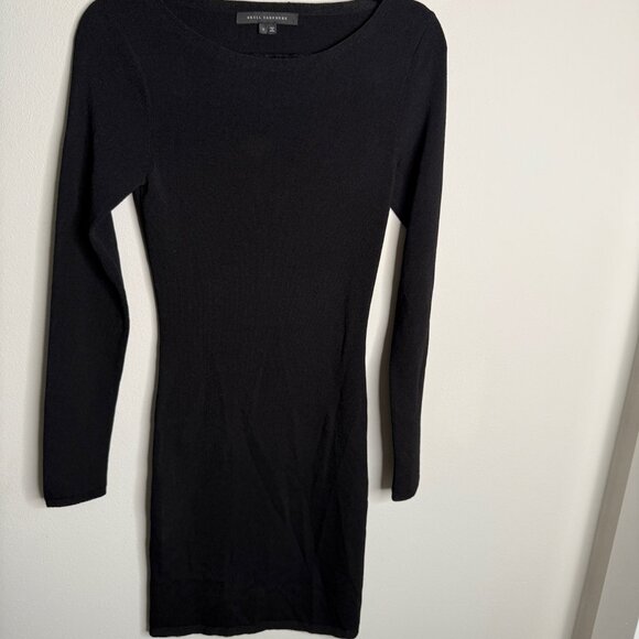 Skull Cashmere Women's Small Black Dress Ribbed Bodycon Cutout Back Long‎ Sleeve - Picture 2 of 7